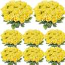 Hotop 80 Pcs Rose Artificial Flowers Bulk with Long Stem, Silk Roses Realistic Fake Flowers Bouquet for Wedding Table Centerpieces Bridal Shower Party Home Decorations (Yellow)