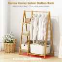 Bamboo Small Clothes Rack,Kids Clothing Rack, Mini Wooden Garment Rack with Shelves, Short toddler Dress Up Costume Racks for Hanging Cloth,Free Standing,Narrow