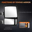 Youxmoto Towing Mirrors fit for 1999-2016 for Ford for F250 F350 F450 F550 Super Duty Pickup Truck Mirrors, Manual Telescoping/Folding; Manual Adjustable Glass; Turn Signal; Black