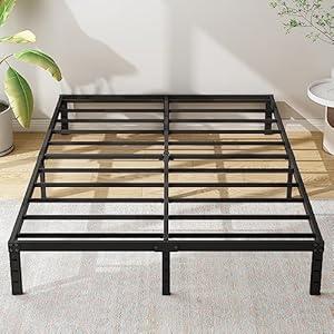 Cieemine 12 Inch King Size Metal Bed Frame, Heavy Duty Steel Slat Mattress Foundation, No Box Spring Needed, Easy Assembly, Noise-Free, Black