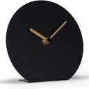 SOFFEE DESIGN 6'' One-Piece Table Clocks Without Scale Modern Minimalist Style Decoration, Iron Silent Quartz Desk Clock Creative Ornaments, Battery Operated Non Ticking for Home Office, Black