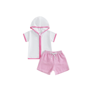 Kids Baby Boy Girl Swim Cover Up Toddler Swim Trunks and Short Sleeve Coverup Beach Bathing Suit Swimwear Size 18- 24 M