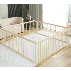 Baby Playpen Play Fence Gate Play Pen Wood Large,Playpens for Babies and Toddlers Kids Indoor,Baby Play Yards Gym, 160x180x61 cm