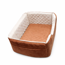 Dog Car Seat for Large Medium Size Puppy Dog,Soft Fabric Dogs Bed Filling Memory Foam,2 Clip-On Safety Leashs and 2 Pockets,Removable and Washable Comfy Pet Travel Car Seat White/Brown