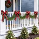 U'Artlines 1Pcs Christmas Norfolk Pine Garland, 9 Ft Xmas Faux Greenery Garland Real Touch Winter Cedar Garlands for Table Stairs Mantle Fireplace Holiday Decoration