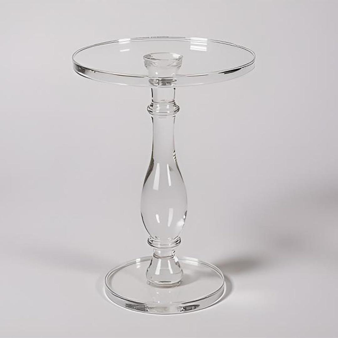 LIKENOW Acrylic End Table,Acrylic Side Table,Modern Nightstand with Clear Small Round Top and Solid Post for Living Room,Bedroom and Lobby 13.5x13.5x19.5 High inches