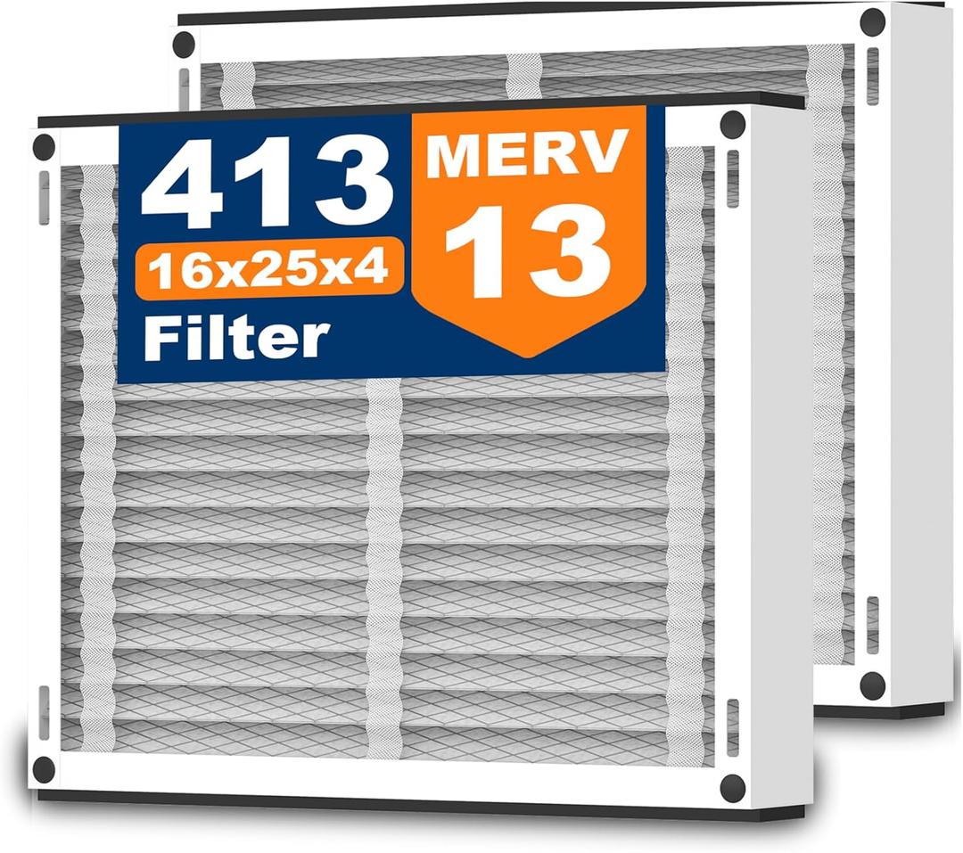2 Pack 413 Replacement Filter Compatible with Air Purifiers Models 1410, 1610, 2410, 2416, MERV 13 Furnace Filter, Size 16x25x4 (Actual size: 16.77x28x4in)