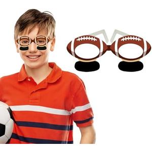 4E's Novelty 108 Pack Football Party Paper Glasses With Eye Black Bulk Football Party Favors for Kids Adults – Football Party Supplies, Football Glasses for Photo Booth