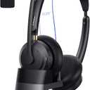 Wireless Headset with Mic for Work, AI ENC Noise Cancelling for Clear Call Meeting, Work Headset with Charge Stand for Remote & Office, Bluetooth 5.3 & 2.4G Dongle Headset for PC, Phone, Teams, Zoom
