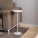 Small Side Table, Metal Round Drink Table, Desktop Diameter 9.99 for Living Room Bedroom Small Spaces Sofa Couch Chair, White