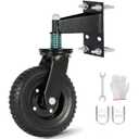 Gate Wheel,8 Inch Heavy Duty Fence Gate Wheel - 600LBS Spring Loaded Caster, 360 Swivel for Metal & Wood Gates, Dual Mount (U-Bolt/Straight), Shock Absorbing All-Terrain Tire/Hardware Kit