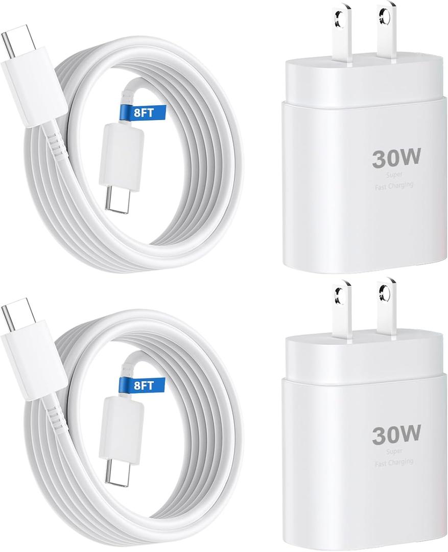 Phone 17 16 15 Charger Fast Charging,30W USB C Phone 17 16 15 Pro Max Charger Block & 8FT Long Type C Cable Cord for i.Phone 17/Air/17 Pro/17 Pro Max/16/16 Pro/16 Pro Max/15/15 Pro Max,White