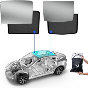 Nestour Tesla Model Y Sunshade, Foldable Sunroof Window Shade Accessories Fit for Tesla Model Y 2020-2023, with UV/Heat Insulation Film (Set of 2)