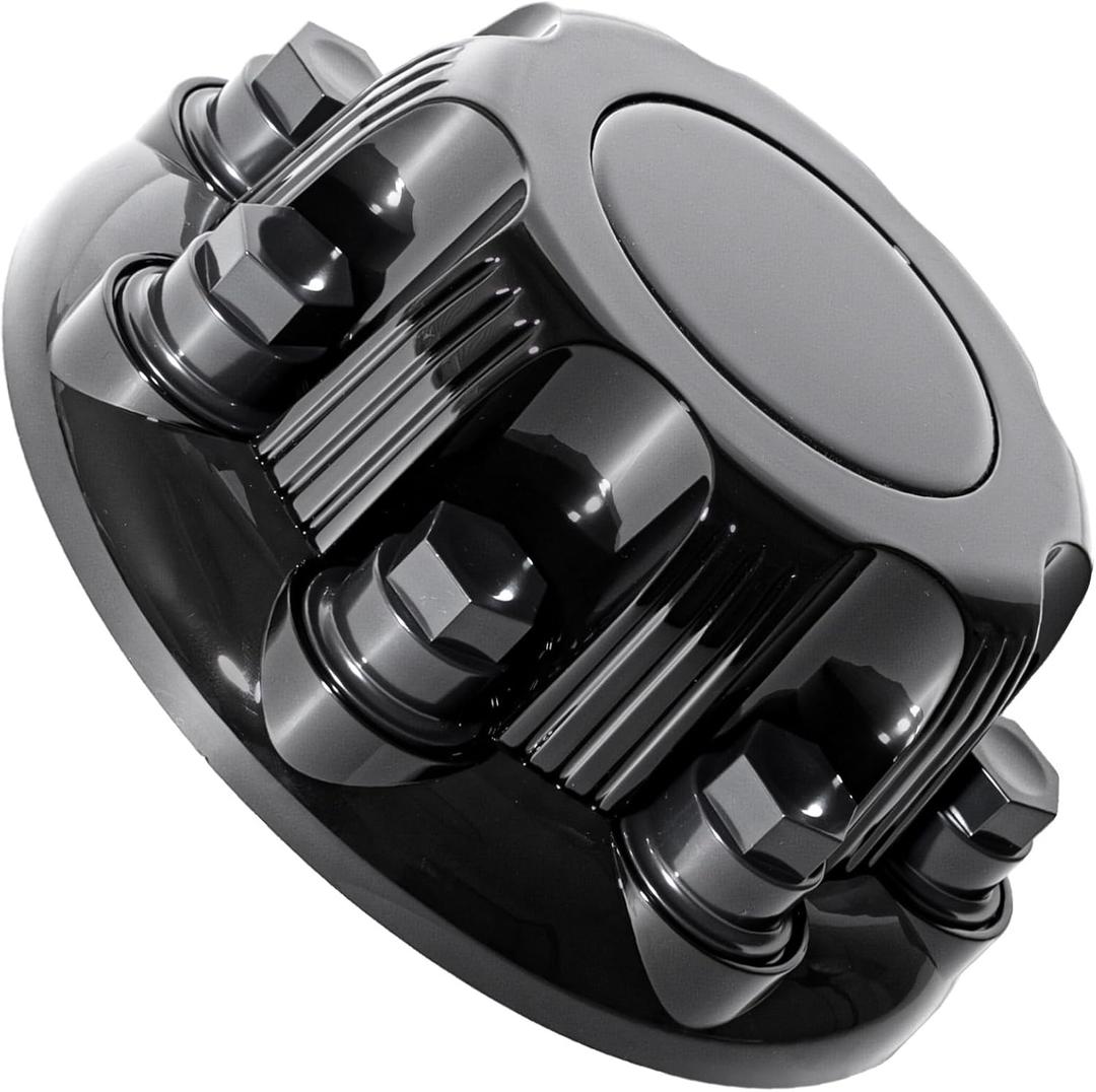 Chrome Wheel Center Caps - Compatible with Select 16-17 Inch Van & Truck, Replacement for 5079, 15039489, 15039488, 9597169, 9597170, Fits Chevy 8 Lug Center caps and 8 Lug Center caps Requirements (Black)