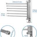 Towel Rack Wall Mounted JSVER Bathroom Towel Rack, Space Saving Towel Holder, 13.4 Inches Swivel SUS304 Stainless Steel Towel Bar, 180 Rotation 6 Arms Towel Racks for Bathroom