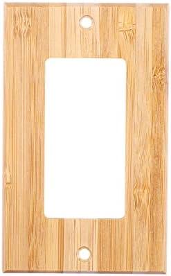 Solid Wood Single Rocker Light switch Plate 4.5" X 2.76" Outlet Covers Wooden Decorative Wall Plate Bamboo Quality Light Switch Plate Cover for Bedroom Kitchen Home (Single Rocker)