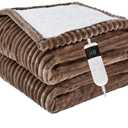 Heated Blanket Electric Throw, Soft Flannel Heating Blanket with 8 Hours Auto Off 10 Fast Heating Levels Machine Washable Sherpa Heated Blanket with Overheating Protection