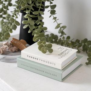 KIBAGA Beautiful Bathroom Decor Books  Set of 2 Modern Books for Your Bath Shelf - Funny Sage Green Restroom Decor and Accessories to Add Charm and Humor to Your Space