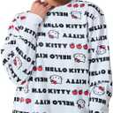 Bioworld Hello Kitty Repeat Text Women's White Crew Neck Long Sleeve Sweatshirt (Medium)