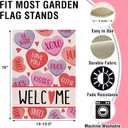 5 x Artofy Welcome Valentines Day Small Decorative Garden Flag, Pink Red Candy Love Hearts Romantic Kids Yard Outside Decor, Anniversary School Classroom Burlap Outdoor Home Decoration Double Sided 12x18