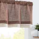 jinchan Linen Valance for Farmhouse Living Room Windows 16 Inch Slubbed Crossed Double Layer Window Valance Light Filtering Rustic Country Overlay Rod Pocket 1 Panel Brown