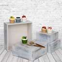 4 Pieces Wooden Cake Stands,Antique White Cupcake Stands for Display,12 inches Square Wooden crates,Wood Display risers for Wedding,Birthday Party,Christmas,etc. (Antique White)