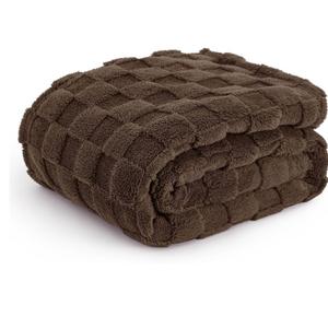 Bedsure GentleSoft Blankets Queen Size for Bed  Super Soft Cozy Blanket for Women Men Girls, Large Fuzzy Fleece Throw for Bedroom Decor, Brown, 90x90 Inches