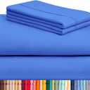LuxClub 4 PC Sheet Set Bed Sheets Deep Pockets 16" Eco Friendly Wrinkle Free Cooling Machine Washable Hotel Bedding Silky Soft - Marine Blue Full