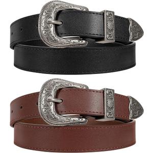 SUOSDEY Women's Leather Belts for Jeans Belt with Vintage Metal Buckle Belt for Women, Size: Fit waist size 47''-52''