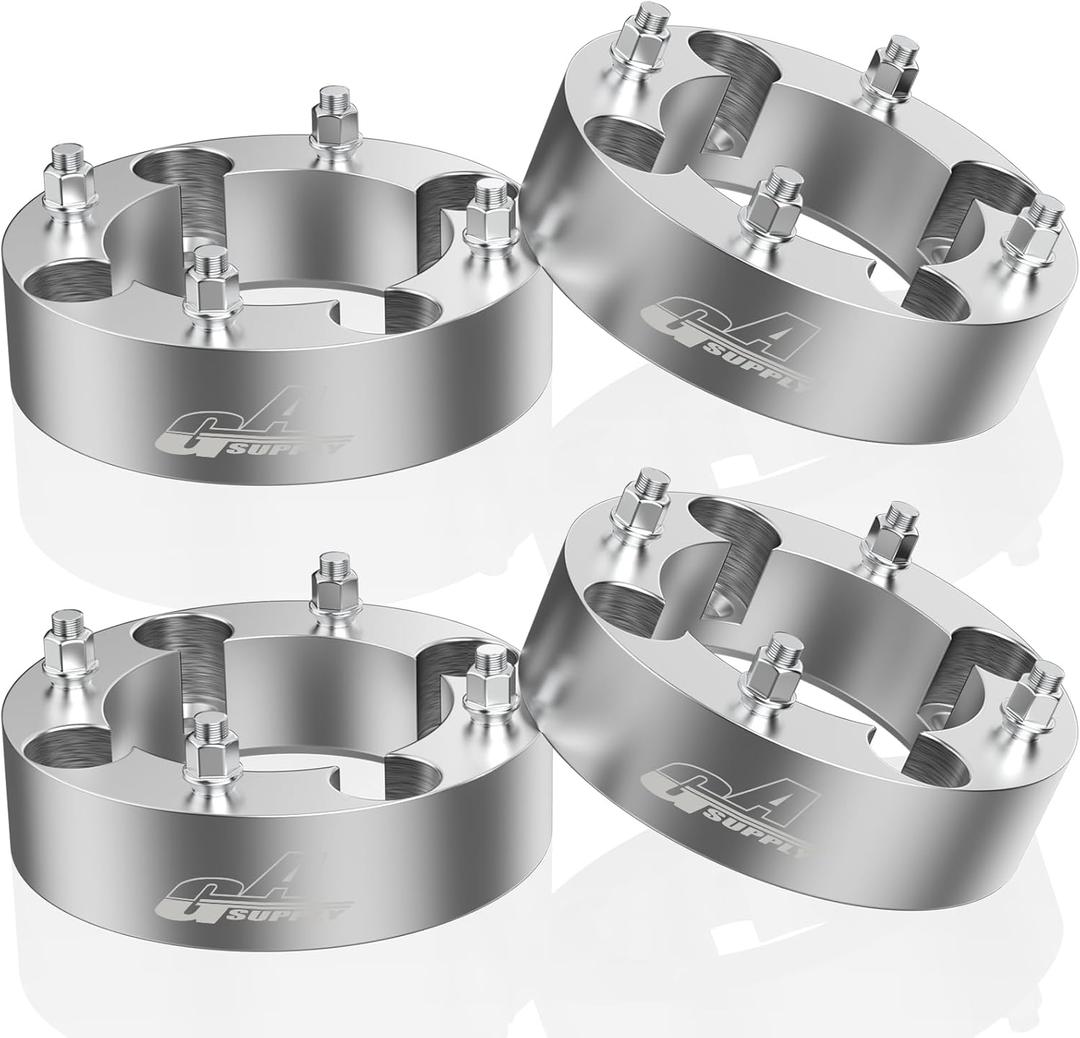 GAsupply 4156 ATV Wheel Spacers 3/8"-24 Studs, 2 inch 50mm 4 Lug Wheel Spacer Adapters 131mm Hub Bore, 4 Pcs (silver)