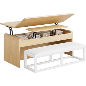 Coffee Table with Bench, 40 Inches, 39.37 x 19.69 x 18.11 inches