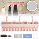 Silicone Hair Extension Holder,Durable Braiding Hair Rack Wall Mounted Wig Holder Wig Storage for Multiple Wigs for Styling,Washing,Drying,Clip-in,Wig Stand Organizer for Barber Shop,Home (Pink)