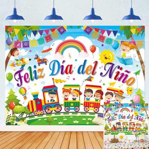 Feliz Dia Del Nio Backdrop Colorful Mexican Children's Day Photography Background Kids Student School Classroom Mexico Children's Day Party Decorations Banner Photo Props (7x5FT)