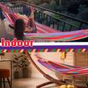 Windyun 2 Sets Cotton Canvas Hammock Large Double Hammock 400lbs Portable Camping Hammocks for Outside with Carrying Bag Sturdy Metal Knot Ropes and Tree Straps for Travel Patio Garden Backyard (Red)