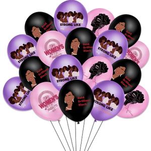 2 x 48 Pcs Women's History Month Balloons Empowerment Feminist Rights Female Awareness Inspirational Pink Purple Black Balloon for March Women's Day Party Decoration Supplies