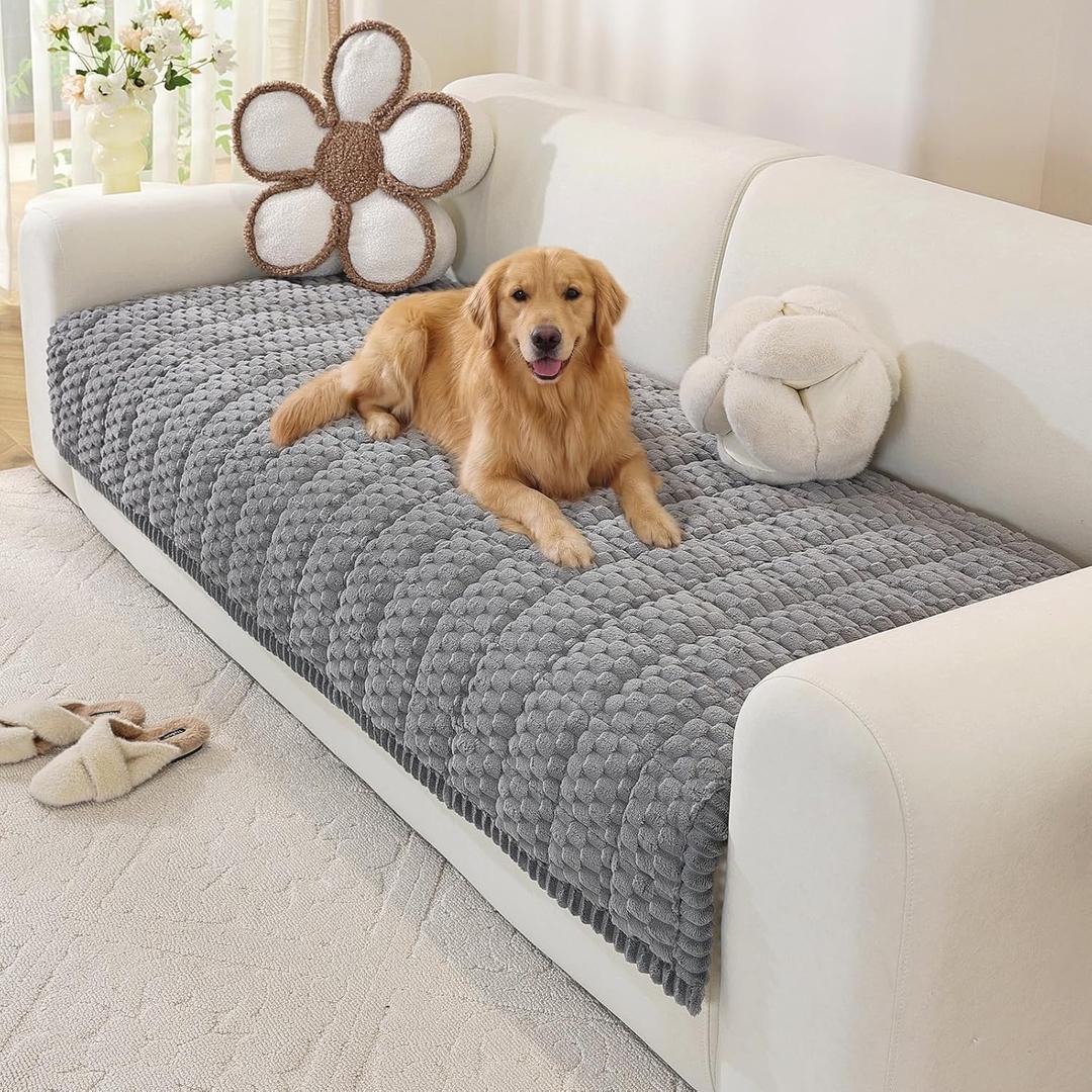 OstepDecor Washable Couch Cover for Dogs, Thick Pet Friendly Sofa Covers, Soft Couch Protector, Paw Cart Sofa Slipcovers, Cushion Protector for Leather, Sectional, Loveseat (35.4" x 70.9", Grey)