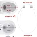 Elongated Toilet Seat with Slow Close & Quiet Close, 19 Inch Never Loosen Durable Lid, Polypropylene Easy to Install & Clean, White
