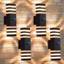 futxnziey Outdoor Wall Lights 4 Packs, Integrated LED Up Down Lights, Modern Black Outdoor Wall Light with Dusk to Dawn Sensor Aluminum Exterior Wall Light for Porch Patio Door