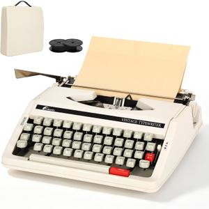 Vintage Manual Typewriter with Ribbon | Mechanical Writing Machine with TAB & Rapid Space Keys | Retro Type Writer for Writers, Decor & Collectors