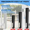 2-Pack Black Vinyl Fence Post Mount Tower, 36" Heavy Duty Steel Post Insert for 4.5 x 4.5 Inch Posts, Post Base Anchor for Concrete or Wood Deck, Complete Mounting Hardware Kit Included