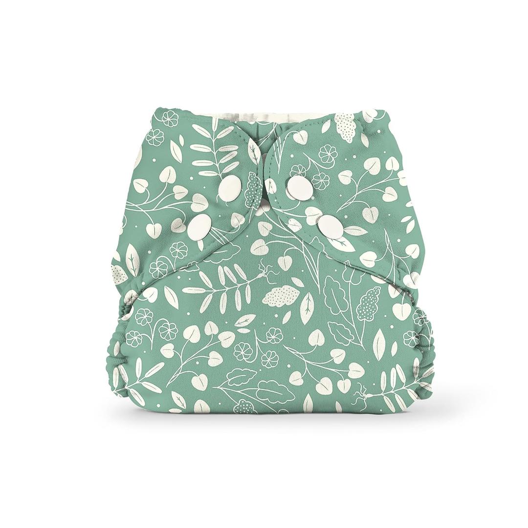 Esembly Cloth Diaper Cover - Reusable Swim Diaper, Waterproof, Breathable - Adjustable Outer Layer Over Absorbent Inner for Blowout Protection - Botany, Size 1 (7-17 lbs)