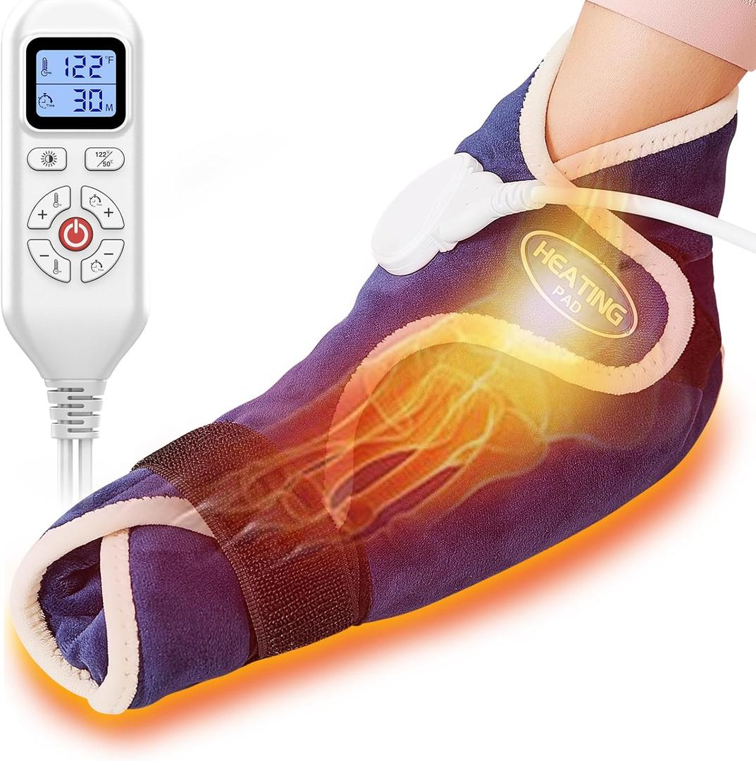CAMECO 1 Pack Foot Ankle Heating Pad for Neuropathy Pain Relief, 86-158 Electric Heated Foot Warmer for Achilles Tendinitis & Plantar Fasciitis, Under Desk Heat Therapy Wrap Booties for Women Men