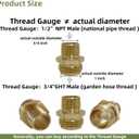 4 PCS Commonly Used Brass Garden Hose Connectors Set, 1/2" NPT To Garden Hose Adapter, 3/4" GHT To 1/2" NPT, Garden Hose To Shower Adapter, Female To Female Hose Adapter, GHT to NPT Adapter