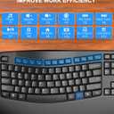 QUASIO Ergonomic Wireless Keyboard with Wrist Rest, Wave Keys, Comfortable Natural Typing, 2.4GHz Full Size Ergo Wireless Computer Keyboard for Multi-OS, Windows, Mac OS Laptop/PC/Notebook (Black)