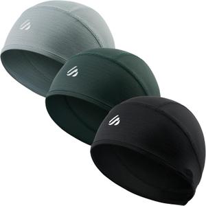 SAITAG 3 Pieces Skull Cap for Men Women Cooling Hat Welding Cycling Bike Head Wrap Hard Hat Durags- Fits Under Helmets