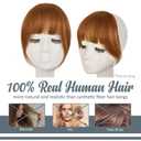 BARSDAR Real Human Hair Clip in Bangs - 100% Human Hair Clip in Bangs for Women - Auburn French Bangs Extensions Fringe with Temples Dyeable Real Hair Bangs Hairpieces - Medium Auburn