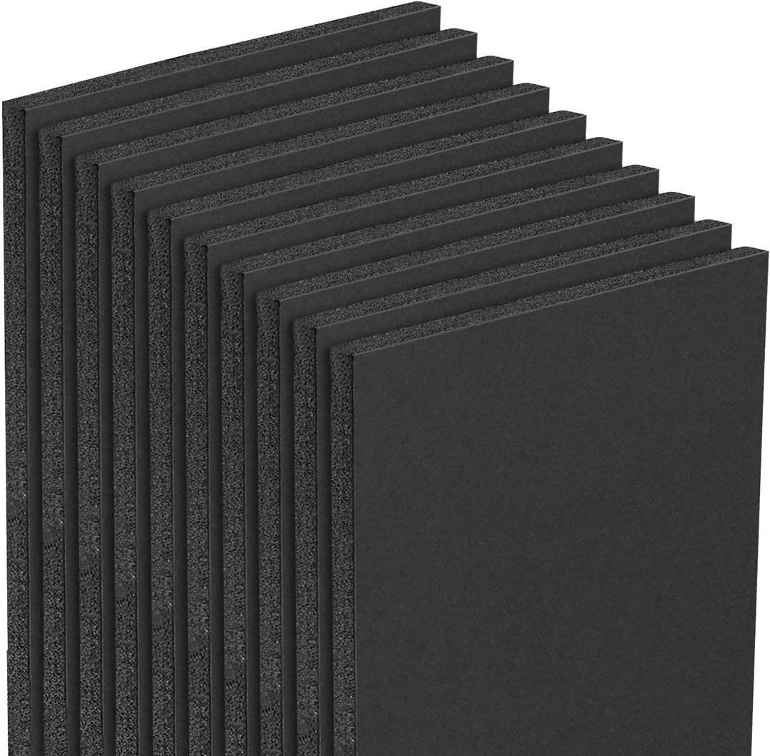 Mat Board Center, Pack of 10 Acid-Free Foam Boards, 8x10 inch Black Foam Boards, 3/16" Thick