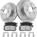 Anpulsero Brake Pads And Rotors Kit Rear Compatible with 2010-2017 Chevrolet Equinox, 303mm(11.9in) Vented Rear Rotor, Automotive Replacement Brake Kits Drilled And Slotted Rotors (Rear 55178 D1275-8391)