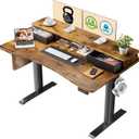 Veken 47.2"27.6" Standing Desk with Storage Drawers, Adjustable Height Computer Table with Monitor Shelf, Home Office Desk for Study, Gaming, Workstation, Brown