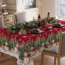 XCHI Snowman Gingerbread Man Tree Winter Tablecloth Rectangle Christmas Table Cloth Washable Table Covers for Indoor Dining Home Party Xmas Decorations 52x70 Inch